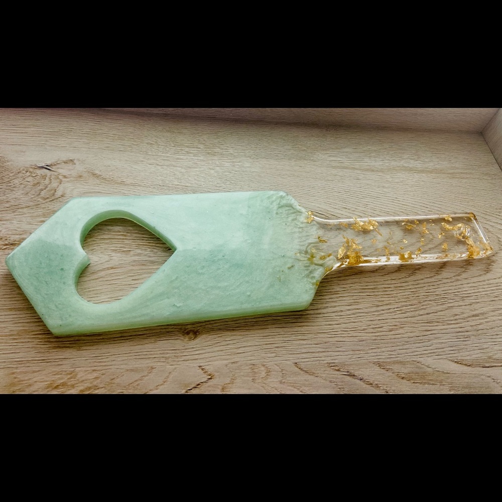 Mint and Gold Heart Cut Out Paddle